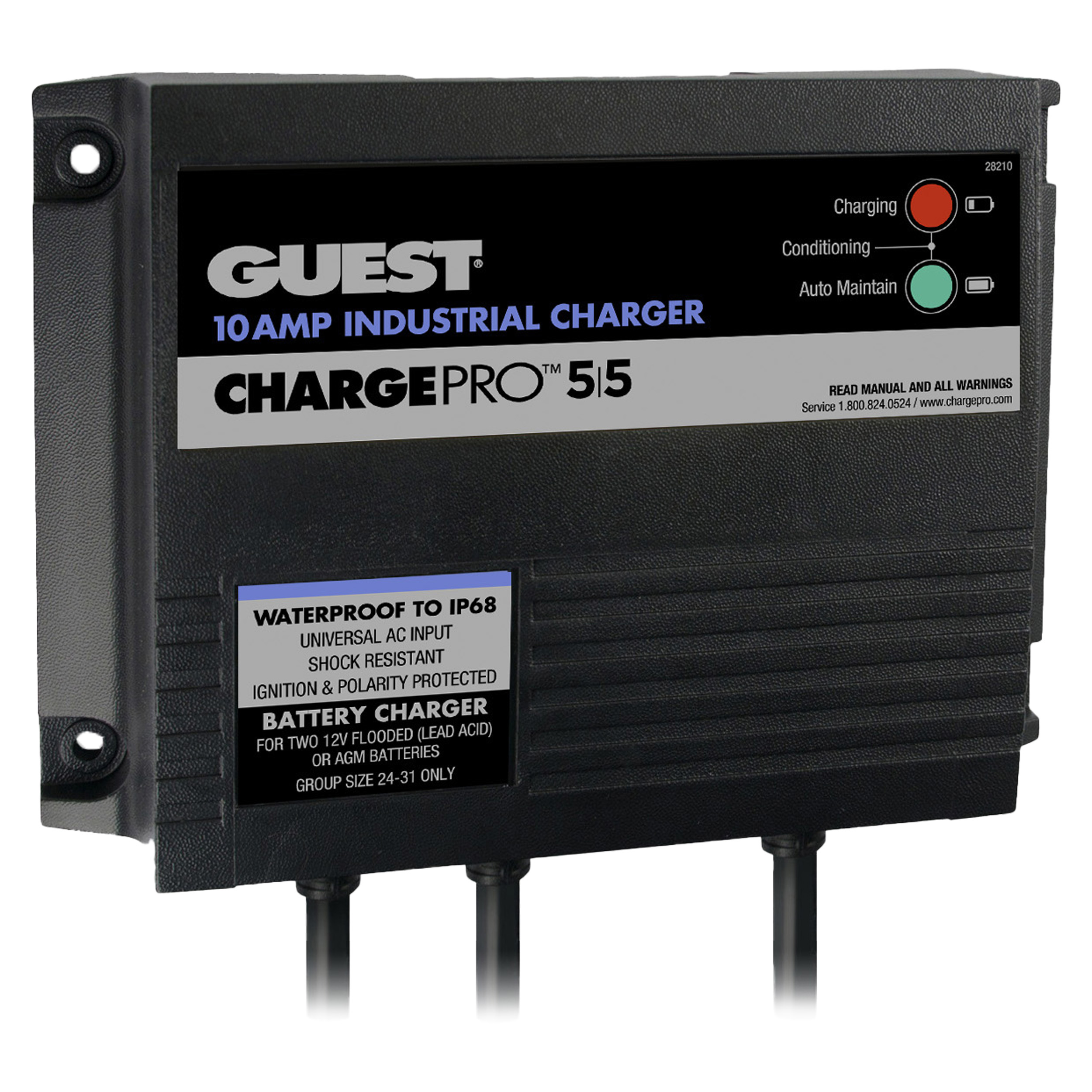 Guest On-Board Battery Charger 10A 2 Bank 12V 120V Input 